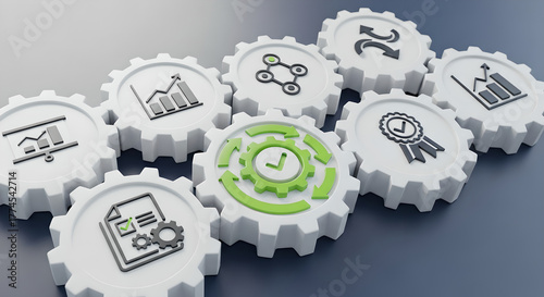 Business Process Continuous Improvement Workflow Gears Copy Space