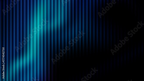 Abstract vertical stripes of blue and teal light on black background