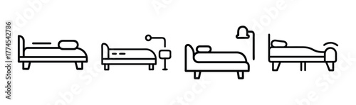 Minimalist vector illustration of a simple bed bench icon for design projects