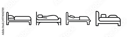 Scalable vector illustration of a stylized bed icon suitable for general use