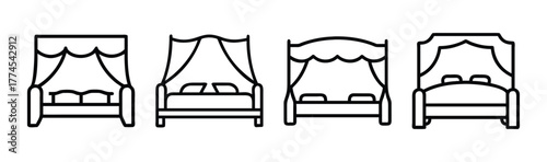 Elegant canopy bed vector illustration minimalist furniture design scalable art