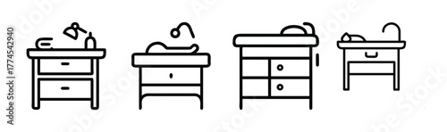 Scalable vector illustration icon of a changing table for baby care and nursery furniture