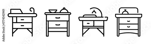 Baby changing table icon vector scalable illustration for parenthood and nursery design