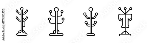 Simple and clean vector illustration of a minimalist coat rack icon for home and office organization