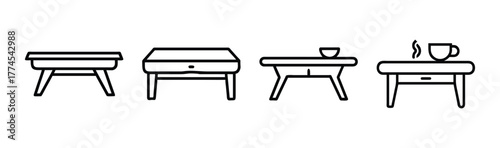 Stylish coffee table with minimalist design and elegant legs vector illustration