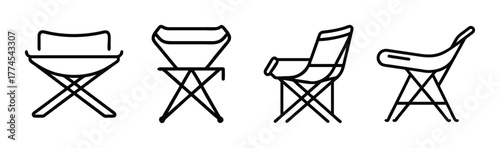 Vector illustration of a foldable chair icon representing portability and space-saving furniture design