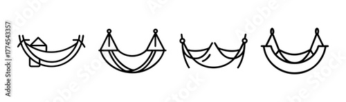 Relaxing hammock vector illustration scalable icon for outdoor leisure and travel designs