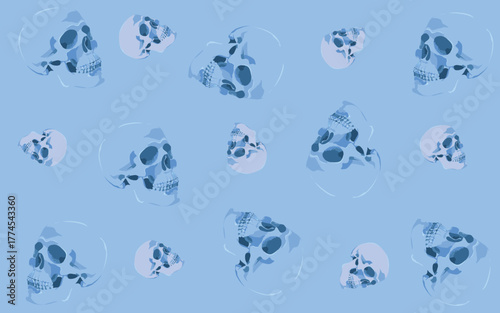 Blue skull illustration background image, packaging, wallpaper