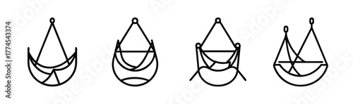 Hammock chair eps illustration relaxing outdoor furniture vector icon