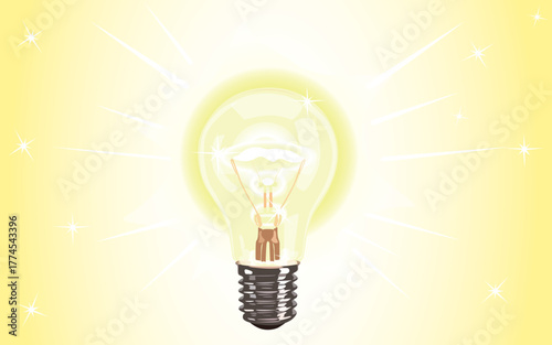Golden glowing light bulb illustration