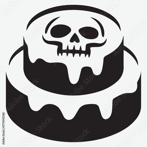 Spooky Skull Cake Silhouette - Halloween Treat Design