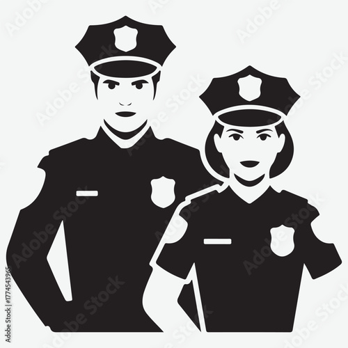 Two Police Officers, Male and Female, in Uniform