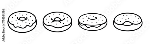 Four delicious bagels with cream cheese a simple line drawing art for your designs