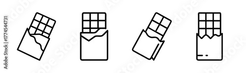 Simple outline chocolate bar icons sweet treat food graphic asset
