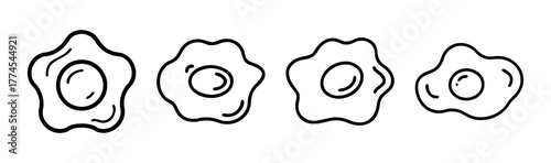 Four hand drawn style fried eggs ready for breakfast food art