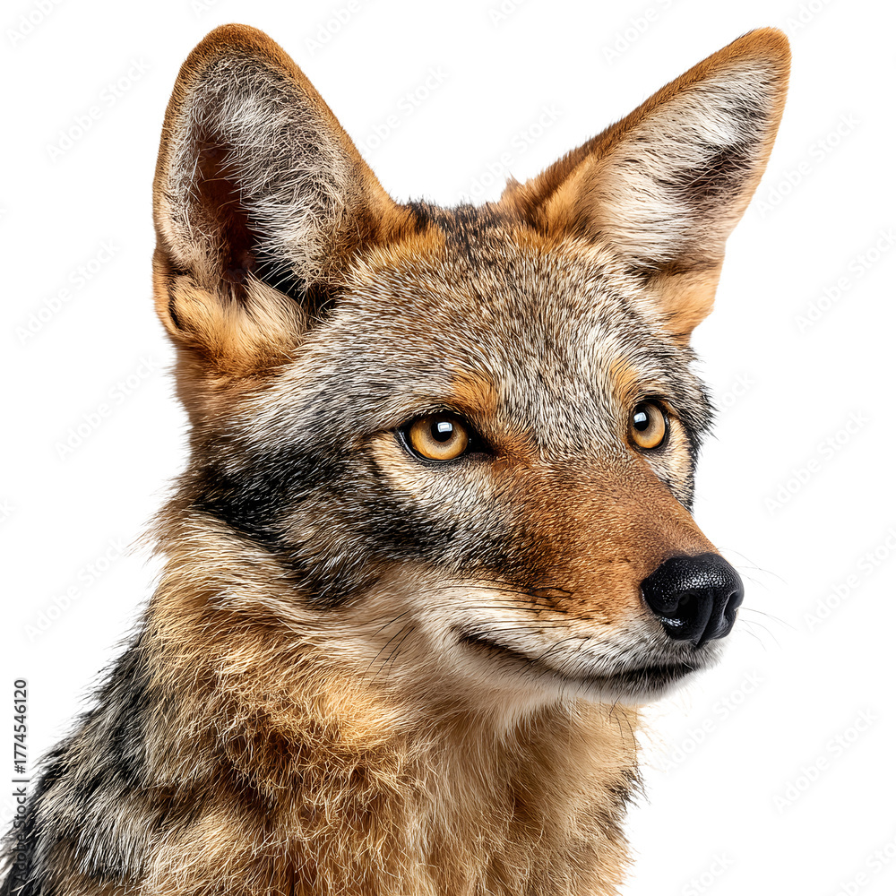 Obraz premium Gray wolf close up isolated on white background