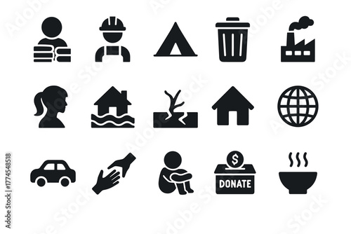 Essential symbols set for emergency and aid services