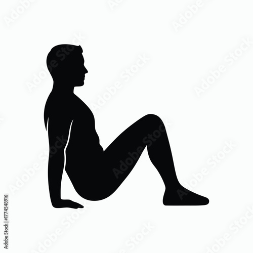 Man sit down silhouette design vector illustration