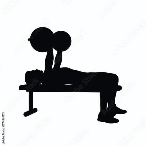 Person Lifting Barbell on Bench Silhouette vector illustration