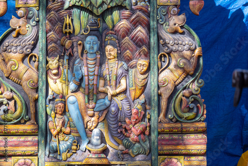 Wallpaper Mural Colorful handmade idol of hindu god shiv in decorated pandal for worship. Torontodigital.ca