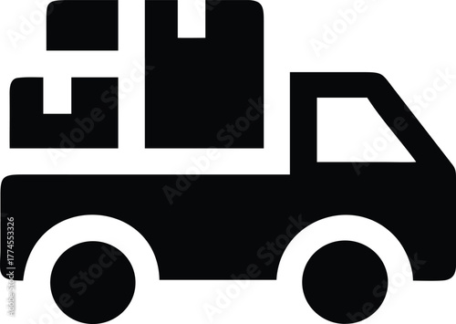 Delivery Truck Carrying Parcels Silhouette Vector
