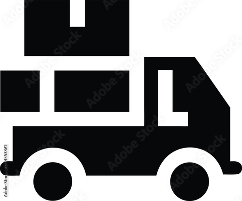 Delivery Truck Carrying Parcels Silhouette Vector