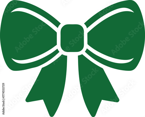 Green bow tie graphic on white background ribbon gift
