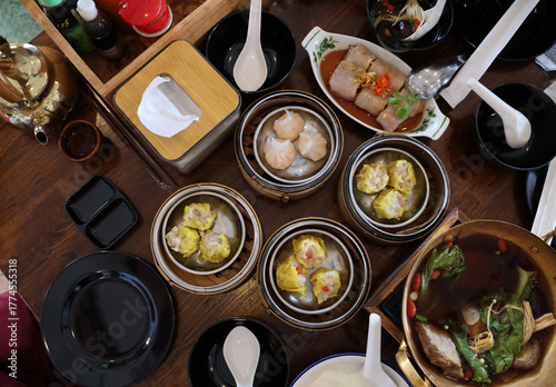 Asian food Dimsum cooked with stream Chinese's Food served in Chinese restaurant 