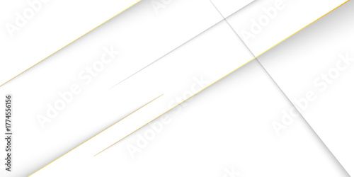 White abstract background with golden diagonal lines and shadows. Luxury and elegant texture elements. Modern simple vector design. Suit for presentation, poster, flyer, cover, banner, website