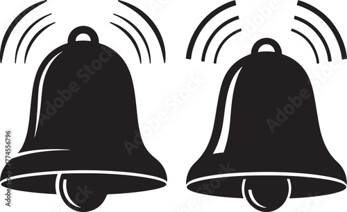 Two ringing bells in a black silhouette