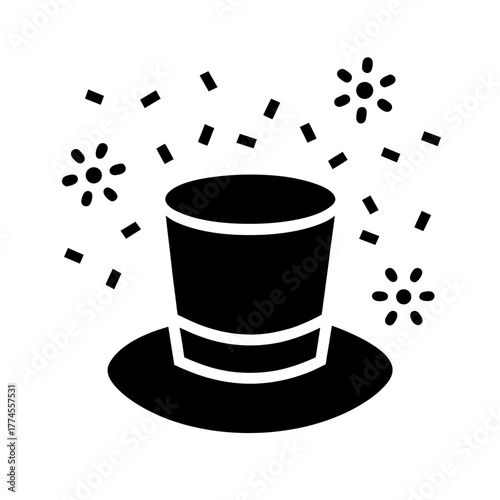 parade hat and confetti icon independence day 