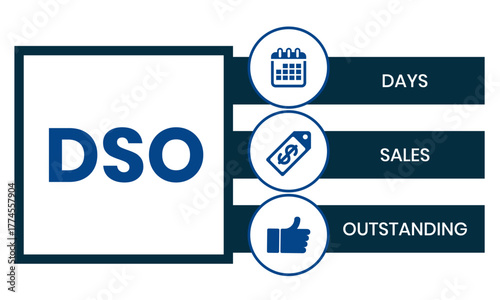 DSO - Days Sales Outstanding acronym. business concept background. vector illustration concept with keywords and icons. lettering illustration with icons for web banner, flyer, landing page