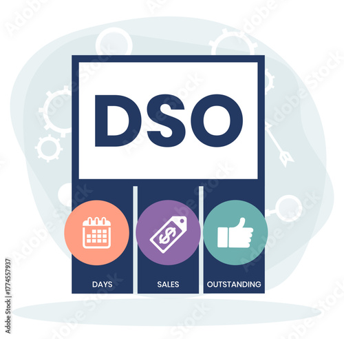 DSO - Days Sales Outstanding acronym. business concept background. vector illustration concept with keywords and icons. lettering illustration with icons for web banner, flyer, landing page