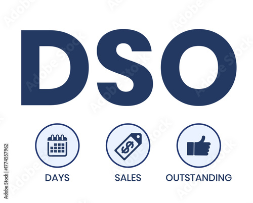 DSO - Days Sales Outstanding acronym. business concept background. vector illustration concept with keywords and icons. lettering illustration with icons for web banner, flyer, landing page