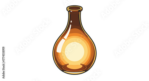 Vintage glass bottle with gradient highlight on white background