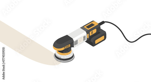 Modern isometric cordless power sander on white background