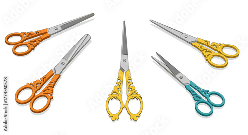 Vintage scissors with ornate handles showcasing artistic design
