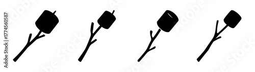 Four marshmallows on sticks showing subtle differences in position and stick shape