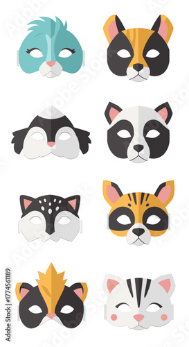 Collection of Animal Masks for Costumes and Play.
