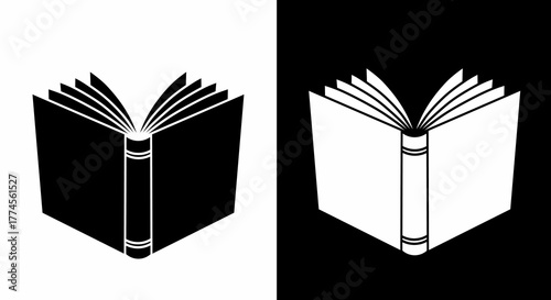 Open Book Symbol in Black and White for Education
