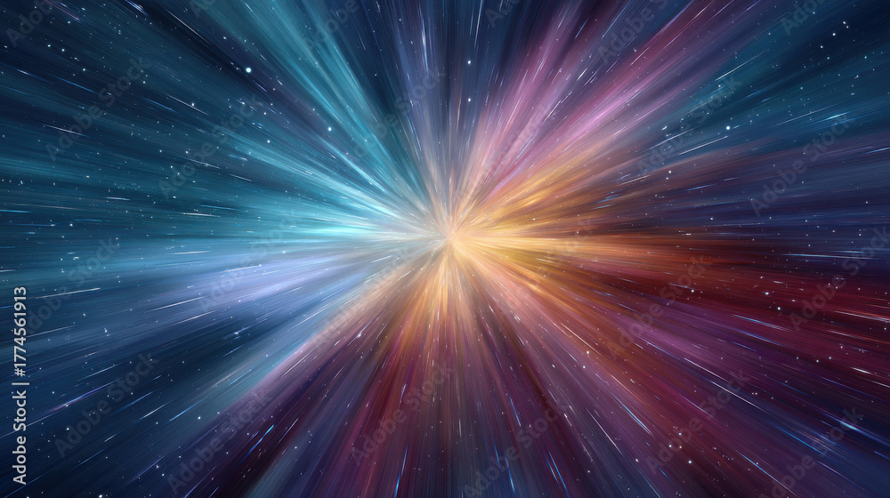 Fototapeta premium A vibrant explosion of cosmic colors illustrating the beauty of deep space and the universe's mysteries.