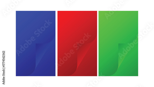 Colorful Gradient Page Curl Collection, Colorful rectangular objects with a folded corner and shadow.