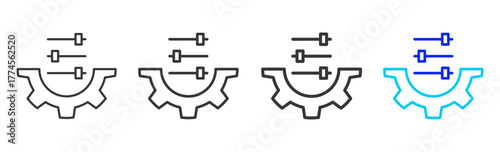 System Configuration Icon Set Collection in Creative Outline Style for Project Control Dashboard with Modern UI Vector Elements and High Quality Design Pack