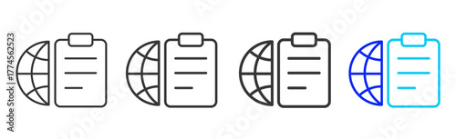 Global Report Icon Set Collection in Creative Outline Style for Project Control Dashboard with Modern UI Vector Elements and High Quality Design Pack