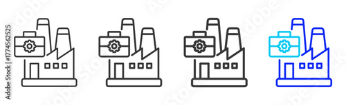 Industrial Control Icon Set Collection in Creative Outline Style for Project Control Dashboard with Modern UI Vector Elements and High Quality Design Pack