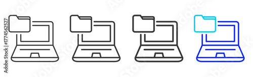 File Management Icon Set Collection in Creative Outline Style for Project Control Dashboard with Modern UI Vector Elements and High Quality Design Pack