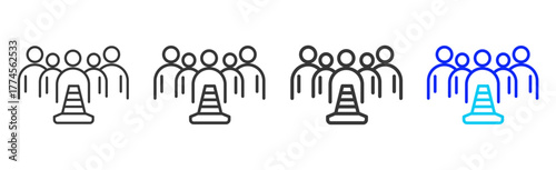 Team Safety Icon Set Collection in Creative Outline Style for Project Control Dashboard with Modern UI Vector Elements and High Quality Design Pack