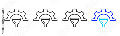 Process Optimization Icon Set Collection in Creative Outline Style for Project Control Dashboard with Modern UI Vector Elements and High Quality Design Pack