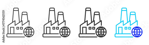 Industrial Network Icon Set Collection in Creative Outline Style for Project Control Dashboard with Modern UI Vector Elements and High Quality Design Pack