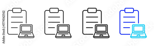 System Report Icon Set Collection in Creative Outline Style for Project Control Dashboard with Modern UI Vector Elements and High Quality Design Pack